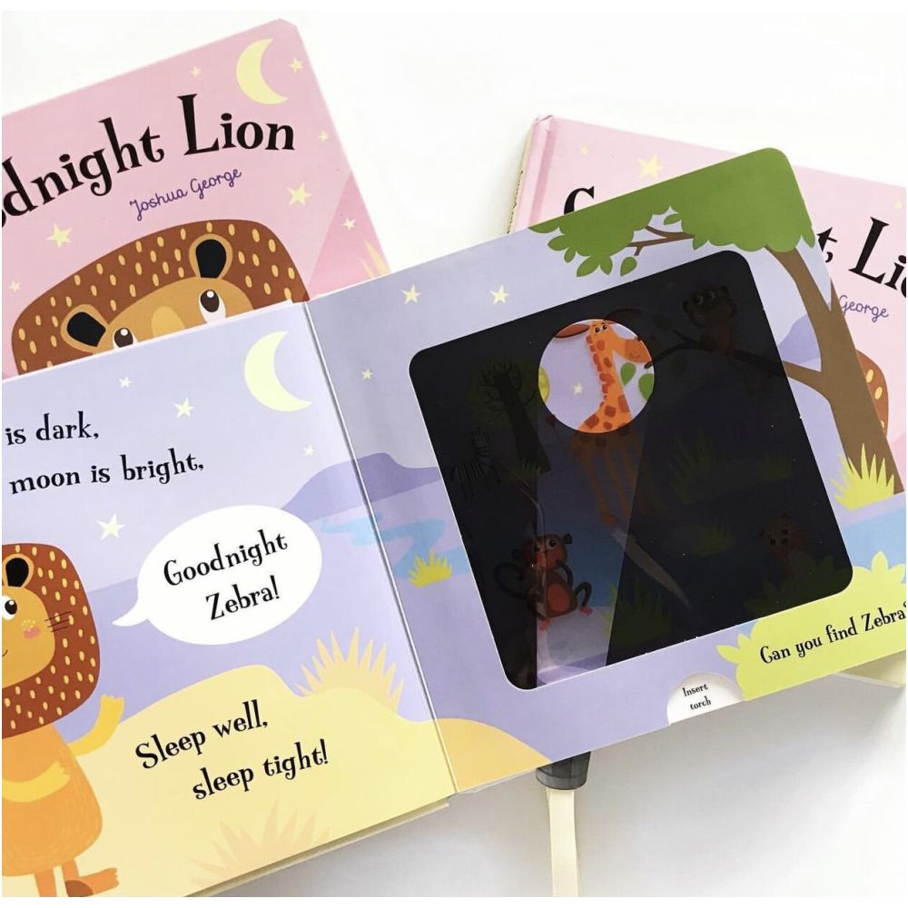 Goodnight Lion English Original A Rhyming Picture Book with a Magic Flashlight image 0
