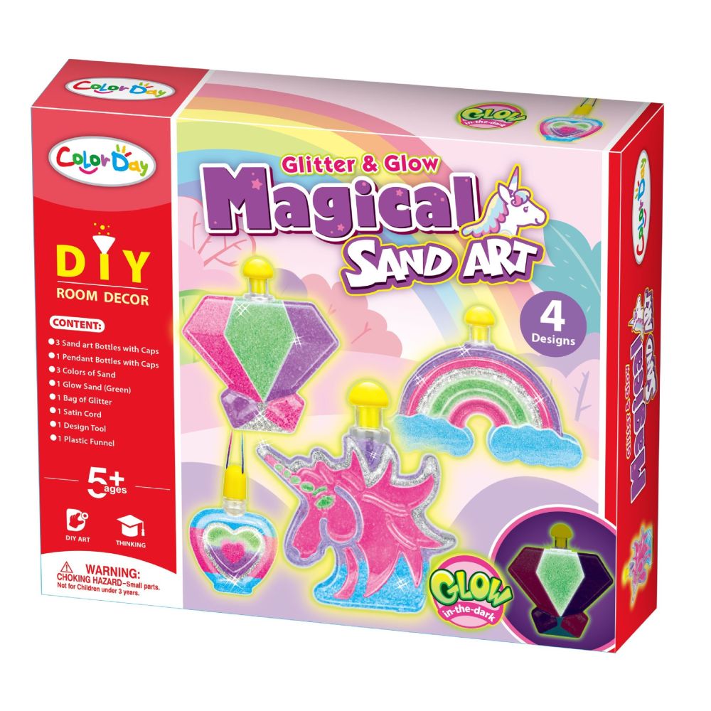 Cross border children s art creative glow in the dark DIY colored sand bottle handmade sand painting educational toy flowing sand bottle ornament toy