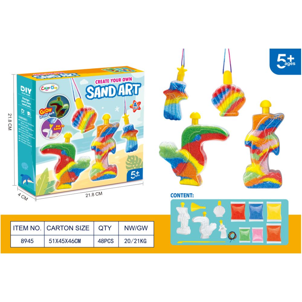 Cross border children s art creative glow in the dark DIY colored sand bottle handmade sand painting educational toy flowing sand bottle ornament toy