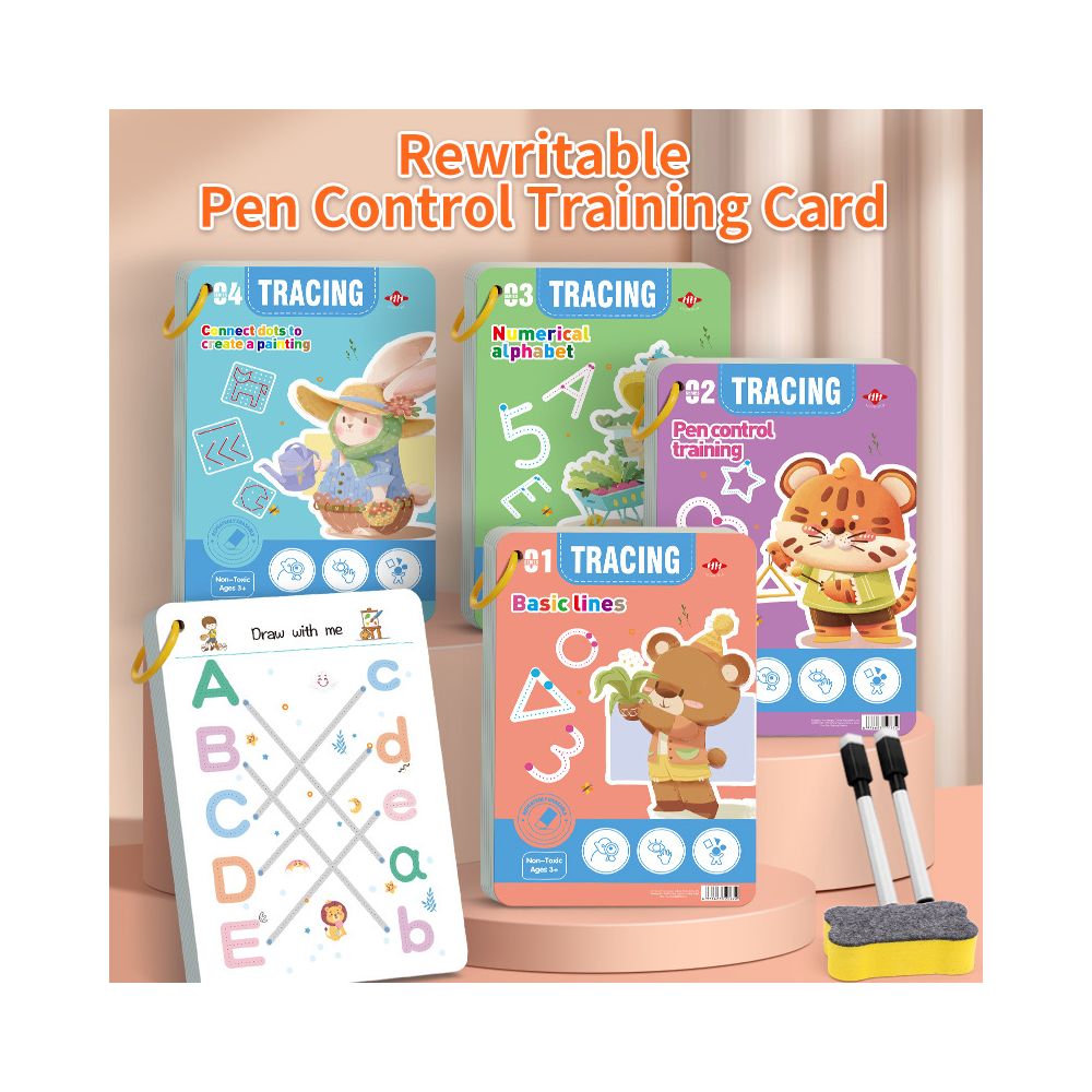 Cross border pen control training book for early childhood education basic handwriting practice erasable paper fun practice for babies image 0