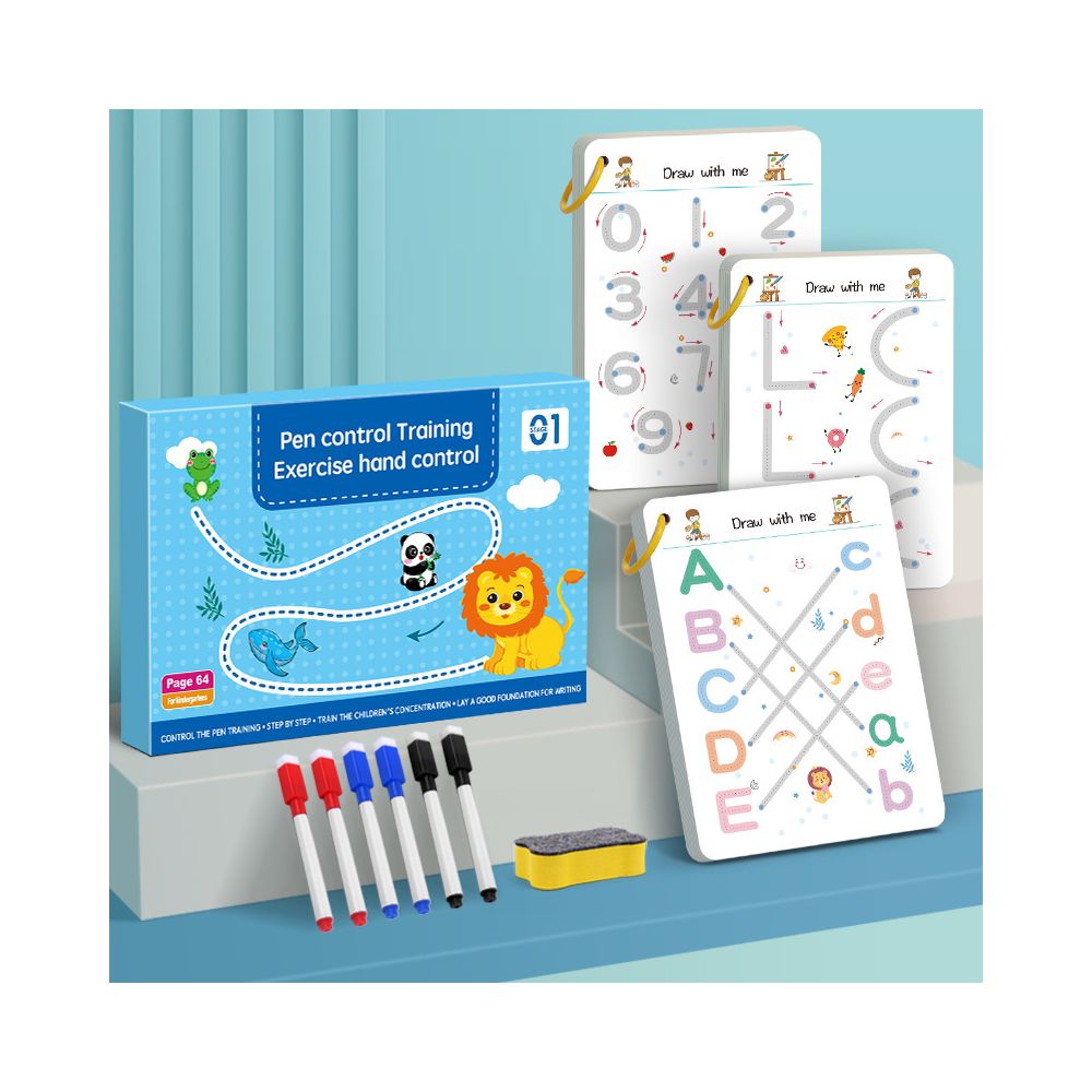 Cross border pen control training book for early childhood education basic handwriting practice erasable paper fun practice for babies