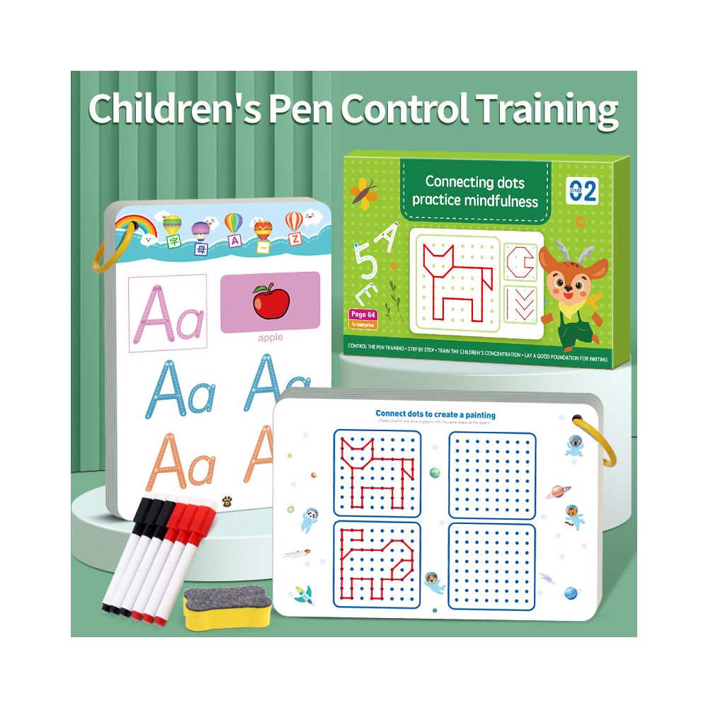 Cross border pen control training book for early childhood education basic handwriting practice erasable paper fun practice for babies
