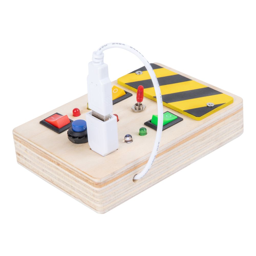 Cross border popular children s early education wooden LED light socket switch busy board toy hands on wooden toy image 4