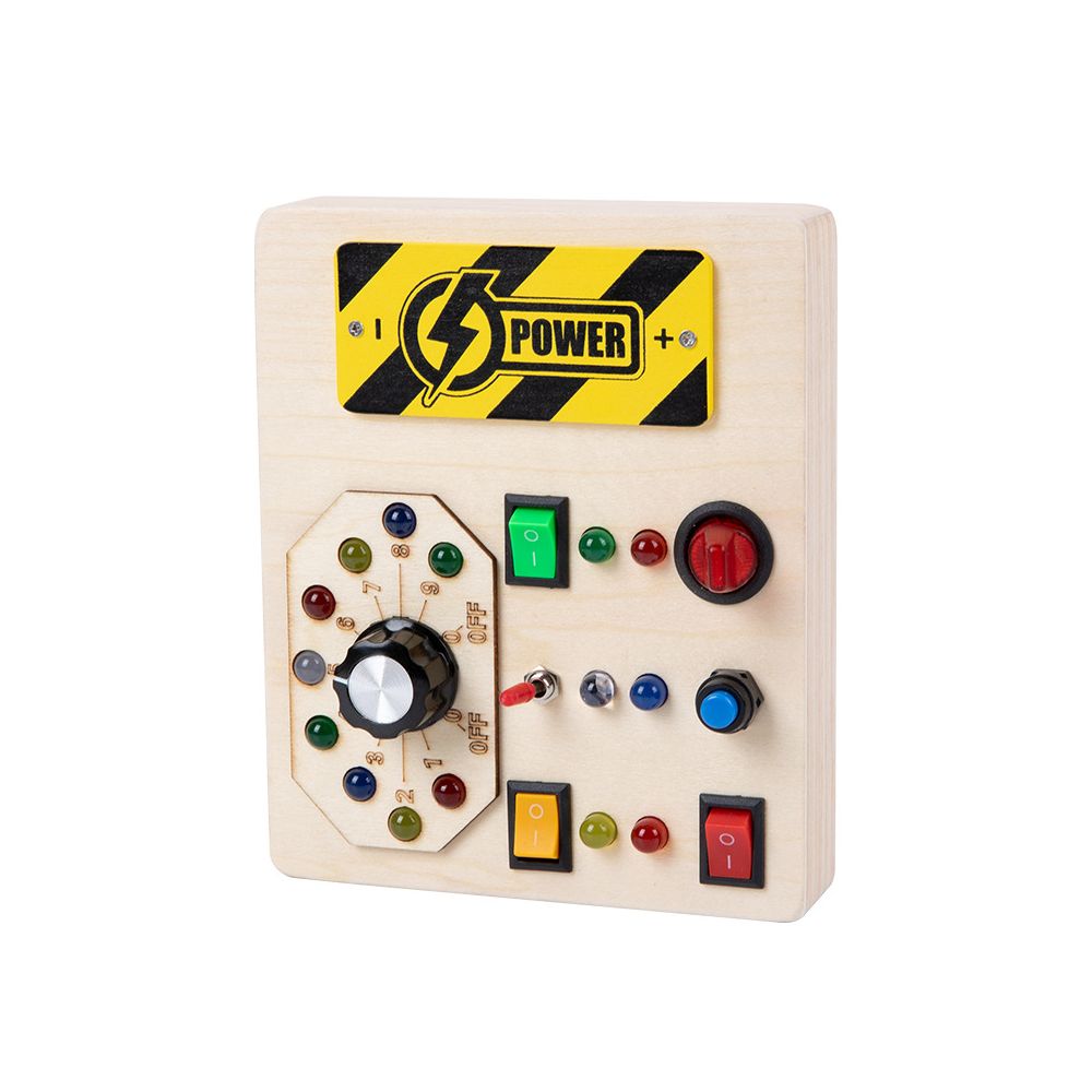 Cross border popular children s early education wooden LED light socket switch busy board toy hands on wooden toy