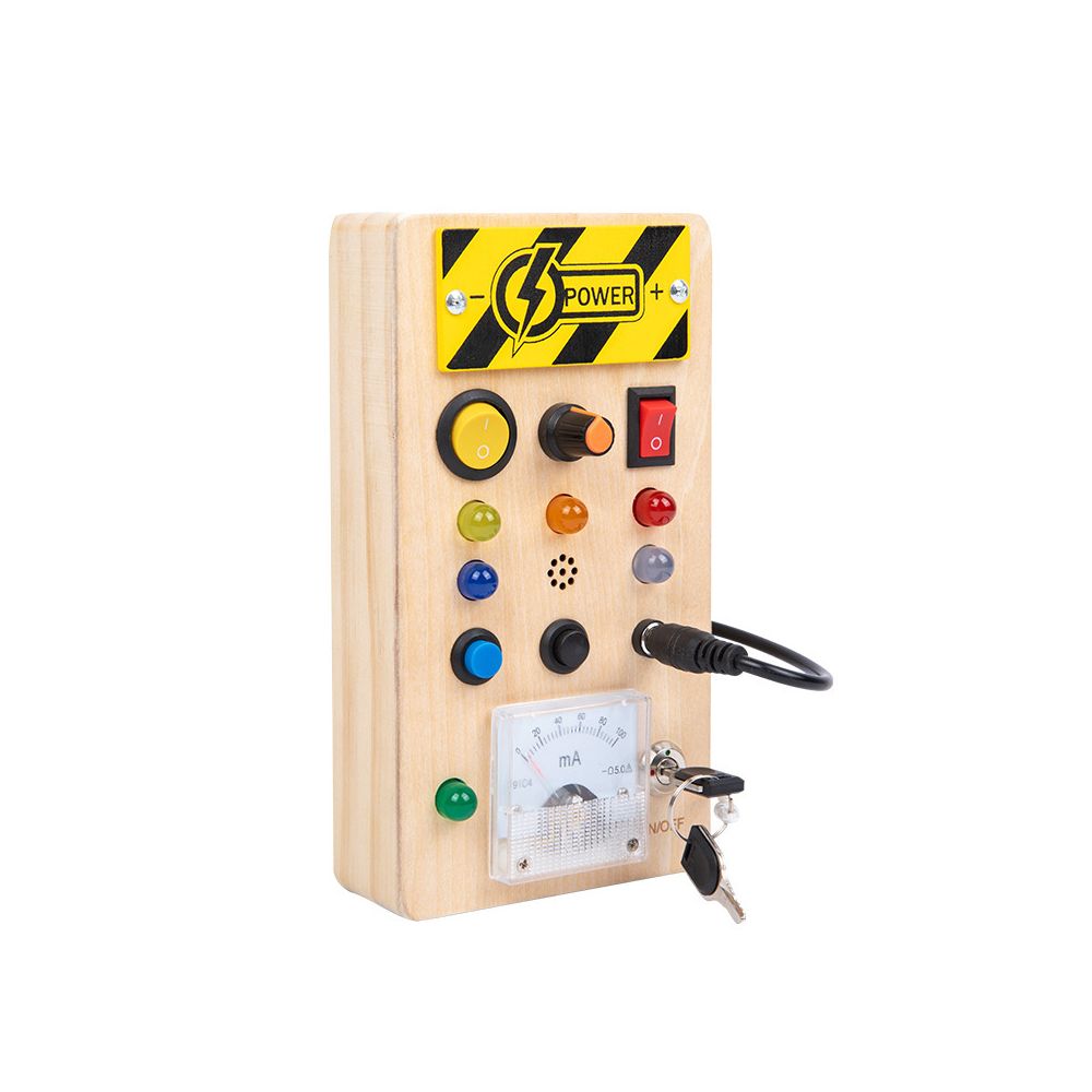 Cross border popular children s early education wooden LED light socket switch busy board toy hands on wooden toy