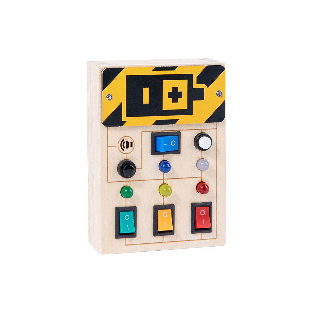 Cross border popular children s early education wooden LED light socket switch busy board toy hands on wooden toy