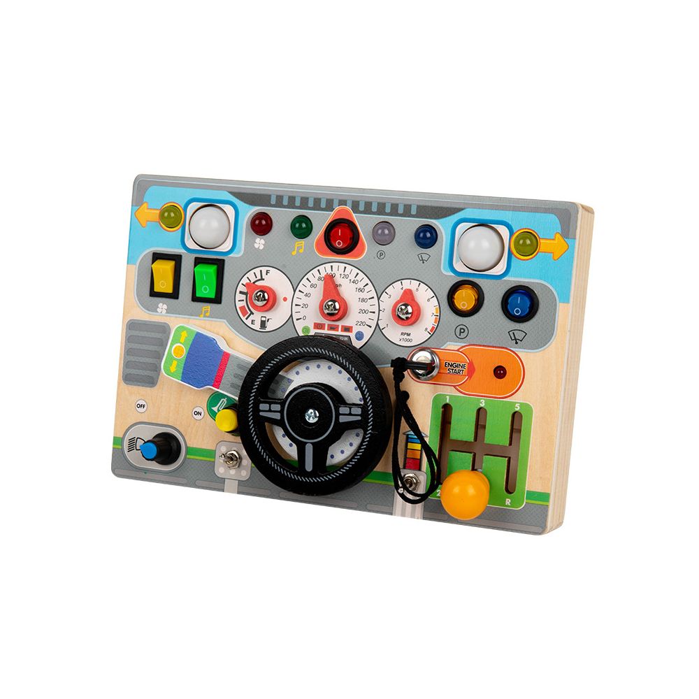 Cross border popular children s early education wooden LED light socket switch busy board toy hands on wooden toy