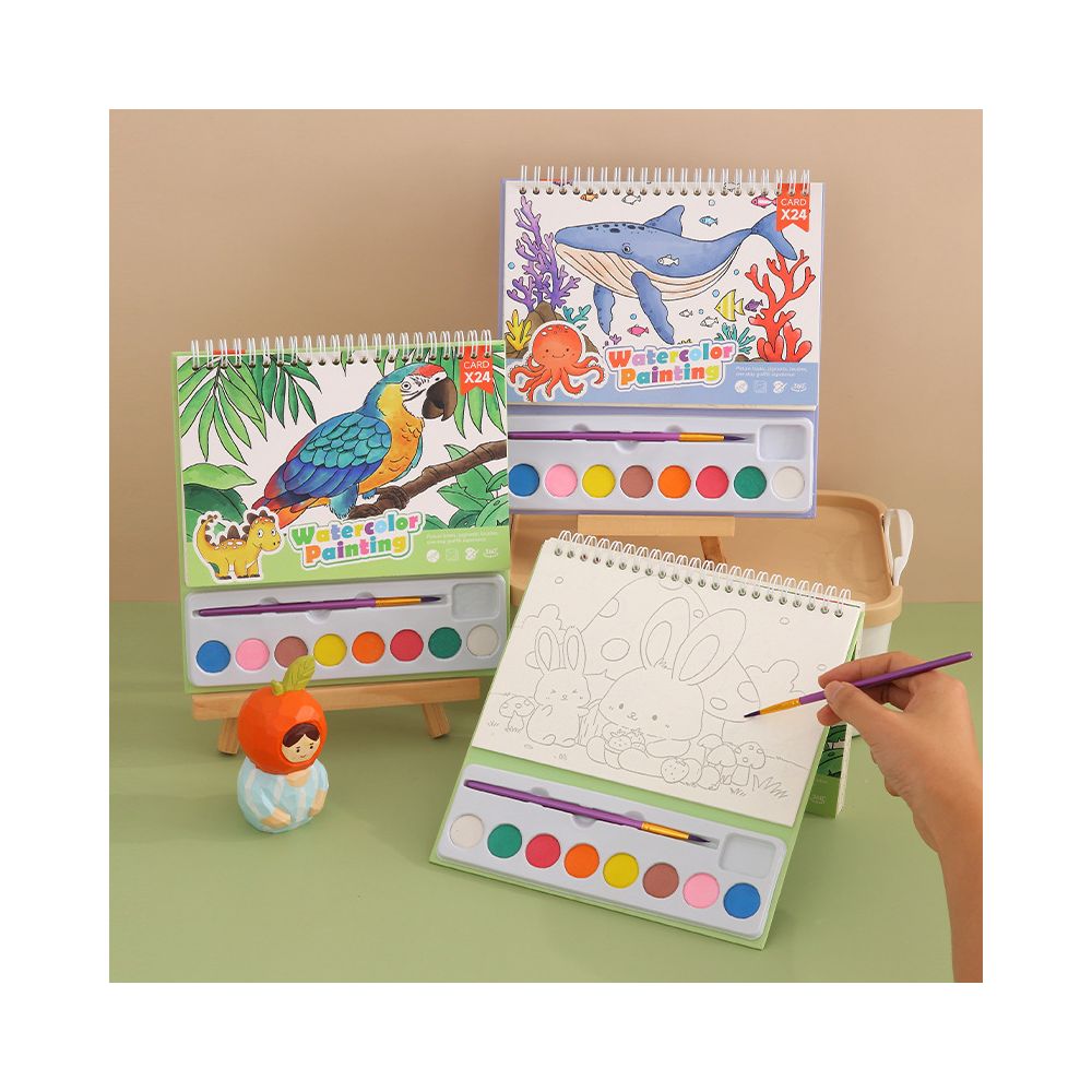 Cartoon Watercolor Painting Set Cross border Trade 8 Colors DIY Art Sketchbook Children s and Students Watercolor Painting Toy image 0