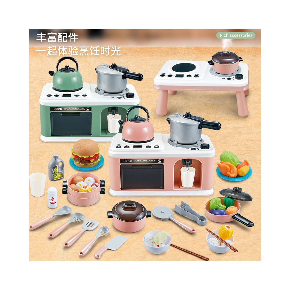 Children s pretend kitchen toy set with spray function simulates cooking large and mini kitchen utensils a baby gift image 4