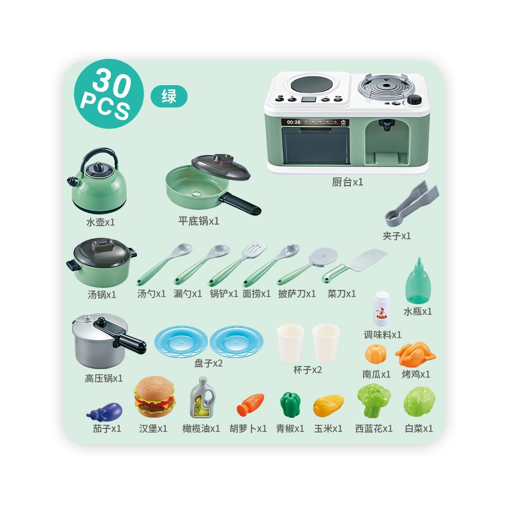 Children s pretend kitchen toy set with spray function simulates cooking large and mini kitchen utensils a baby gift