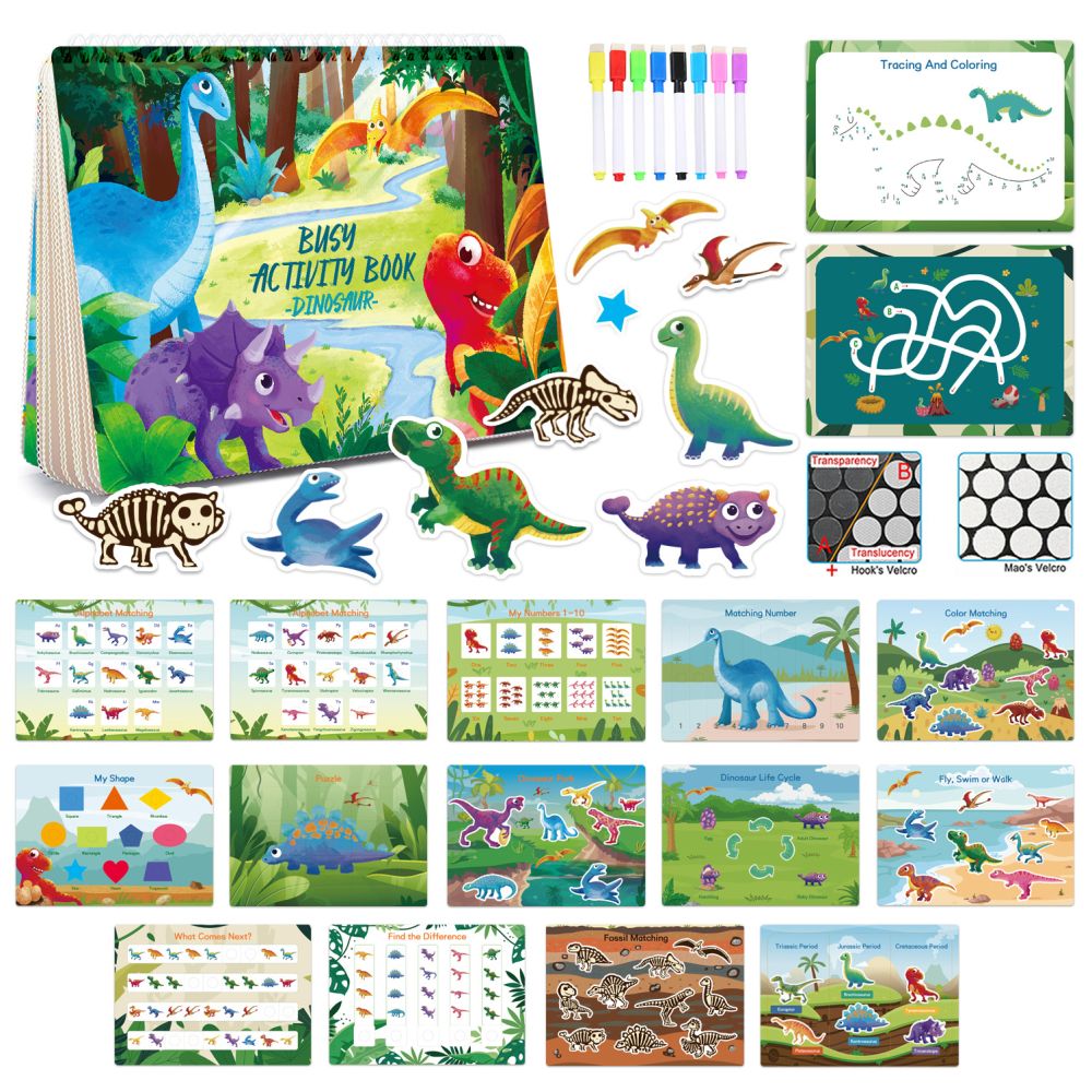 Busy Dinosaur Book Cross border Children s Early Education Cognition Tear out Paste Book Puzzle Quiet Book