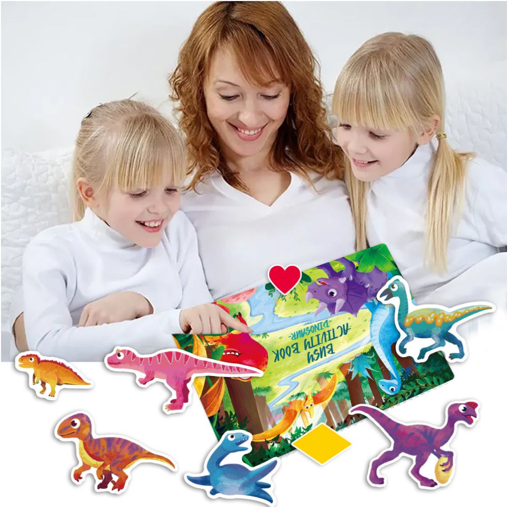 Busy Dinosaur Book Cross border Children s Early Education Cognition Tear out Paste Book Puzzle Quiet Book image 3