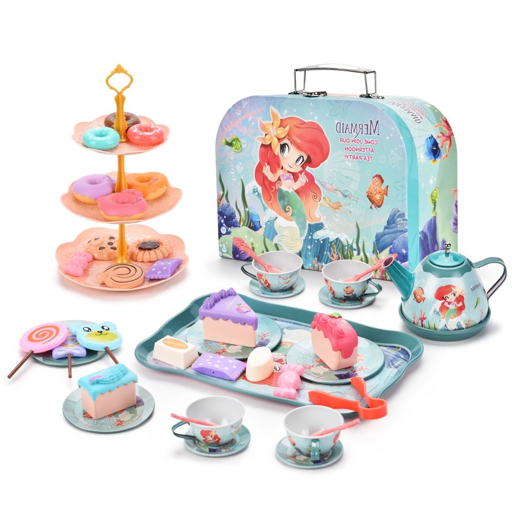 New children s pretend afternoon tea set tinplate unicorn tea set toy afternoon tea gift box set