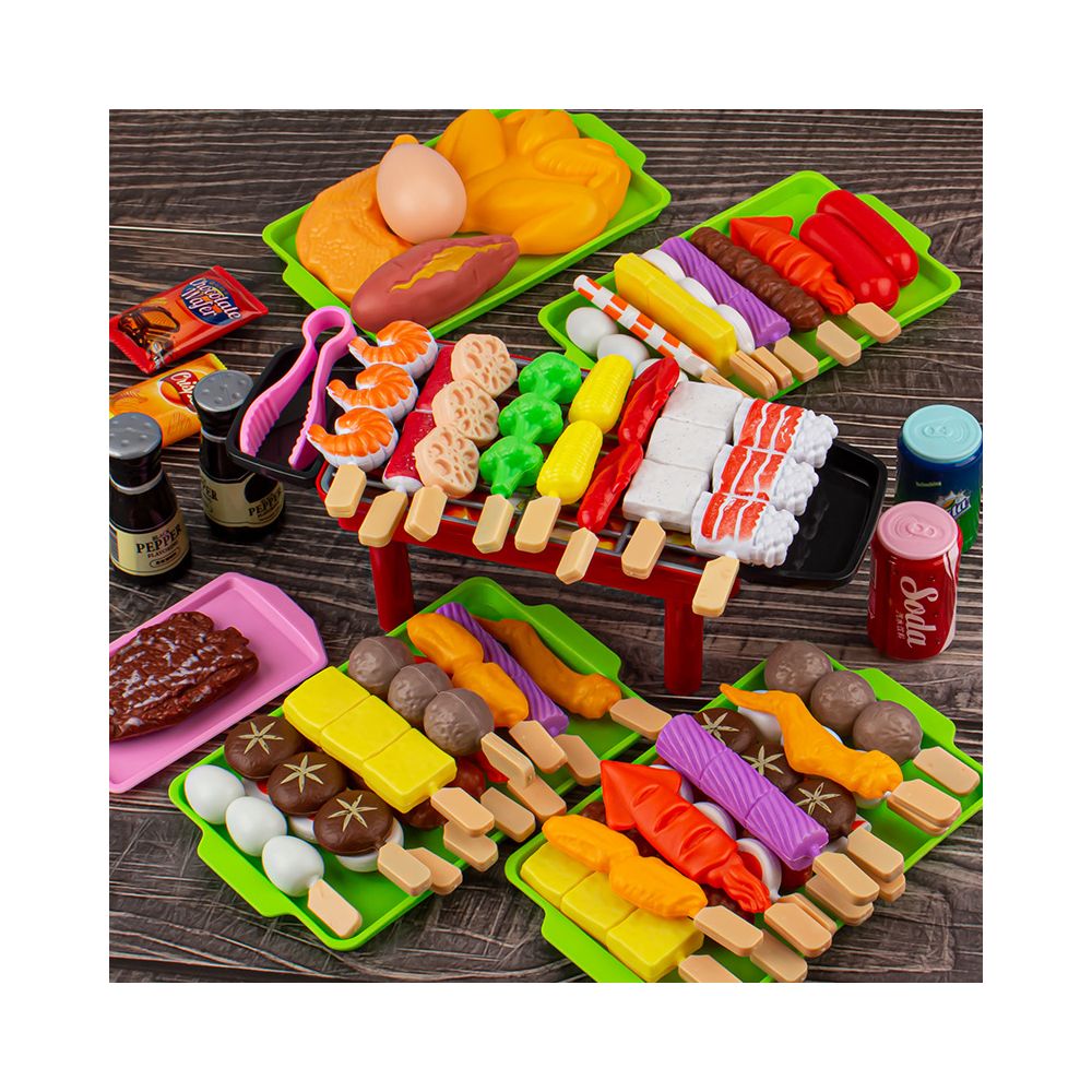 Cross border children s pretend play food toy BBQ set BBQ grill meat skewers set image 0