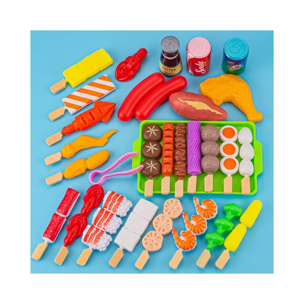 Cross border children s pretend play food toy BBQ set BBQ grill meat skewers set