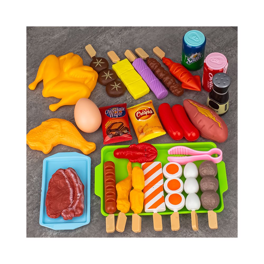 Cross border children s pretend play food toy BBQ set BBQ grill meat skewers set