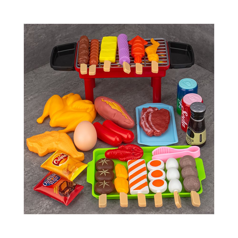 Cross border children s pretend play food toy BBQ set BBQ grill meat skewers set