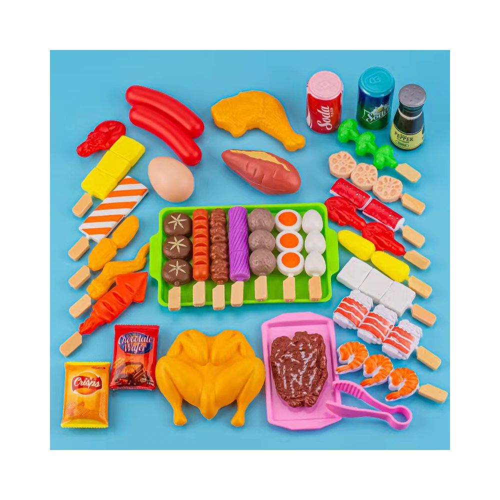 Cross border children s pretend play food toy BBQ set BBQ grill meat skewers set