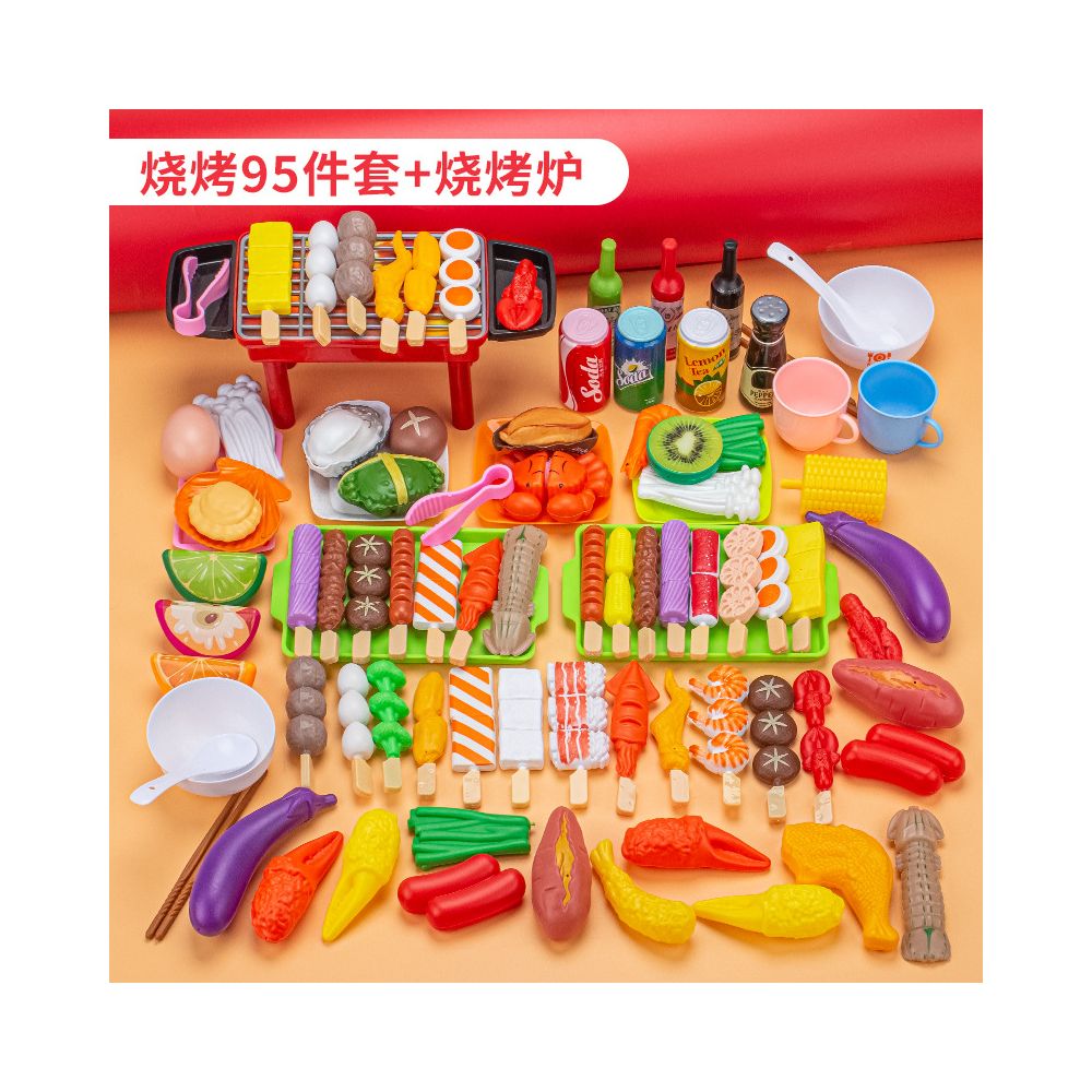 Cross border children s pretend play food toy BBQ set BBQ grill meat skewers set