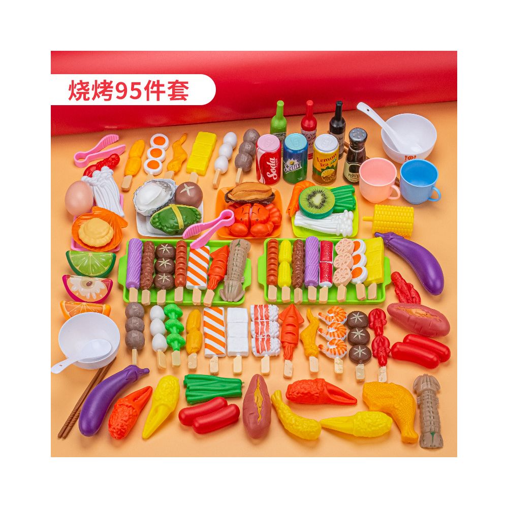 Cross border children s pretend play food toy BBQ set BBQ grill meat skewers set