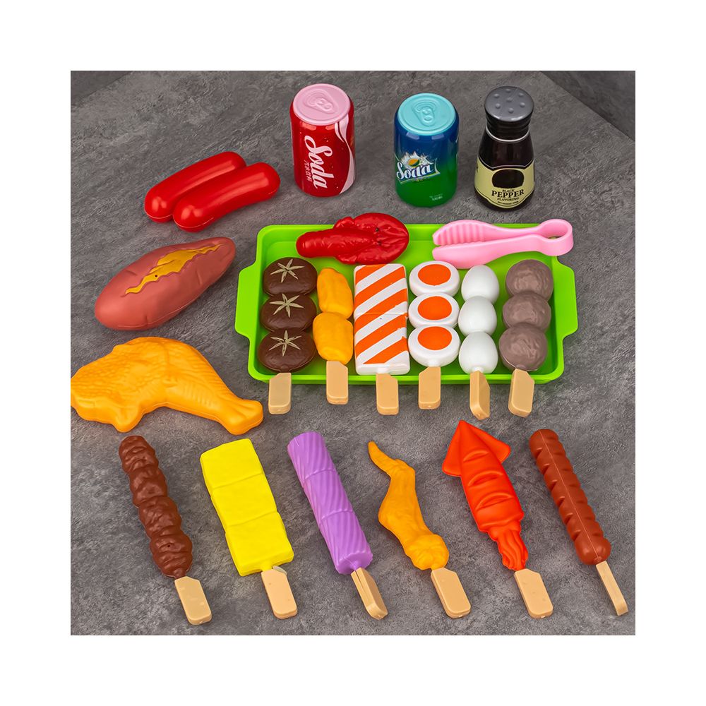 Cross border children s pretend play food toy BBQ set BBQ grill meat skewers set