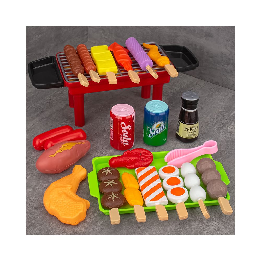 Cross border children s pretend play food toy BBQ set BBQ grill meat skewers set