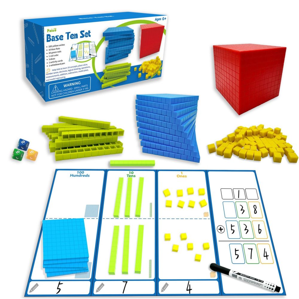 Ones tens hundreds thousands math teaching aids decimal math early childhood education decimal three dimensional math Montessori image 0