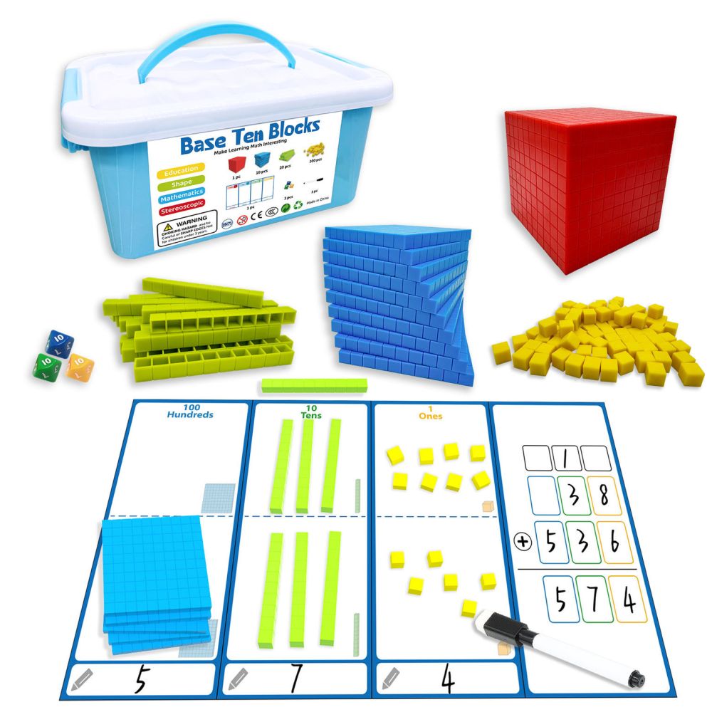 Ones tens hundreds thousands math teaching aids decimal math early childhood education decimal three dimensional math Montessori