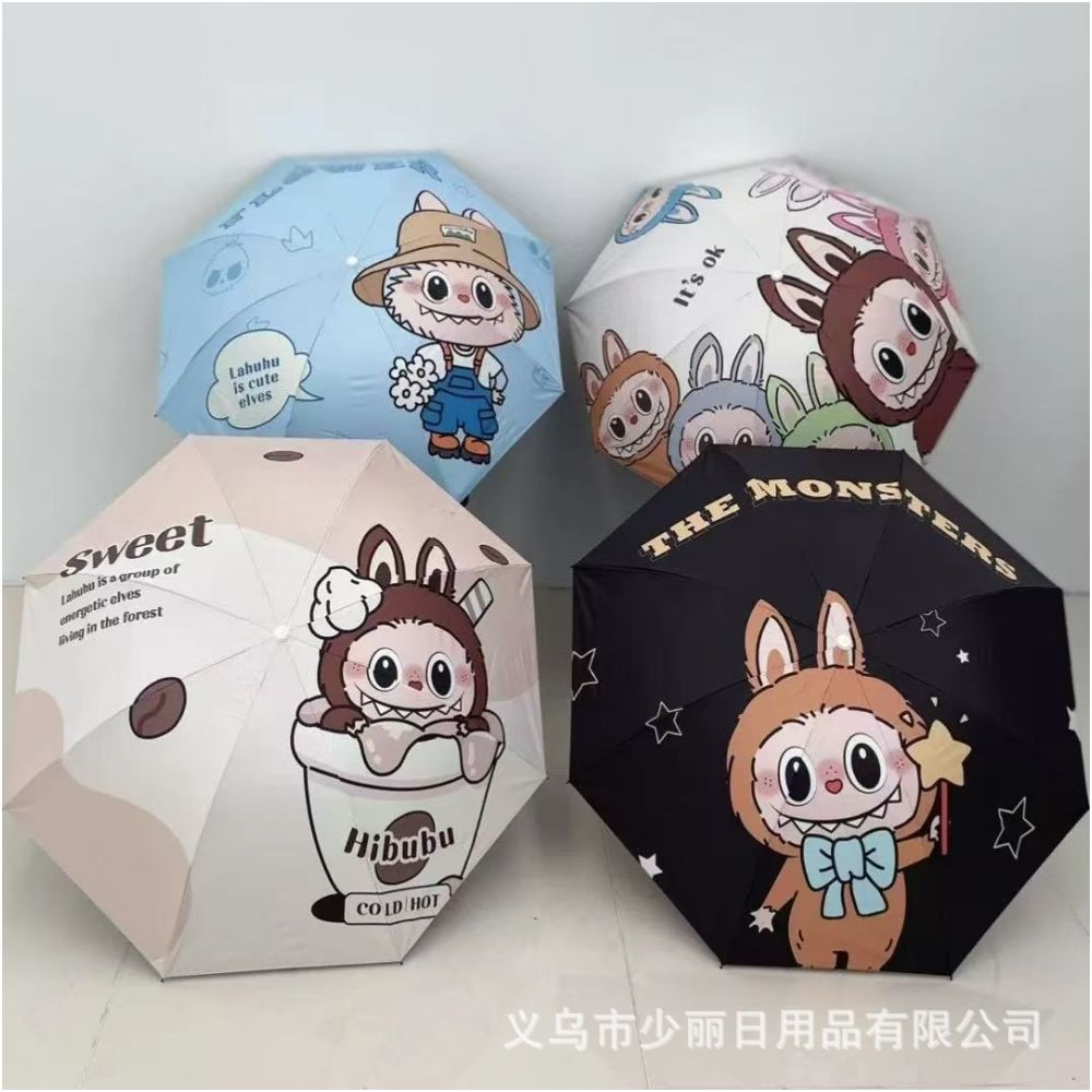 Popular Pop Mart Labubu umbrella dual use folding sun umbrella sun protection wholesale image 0