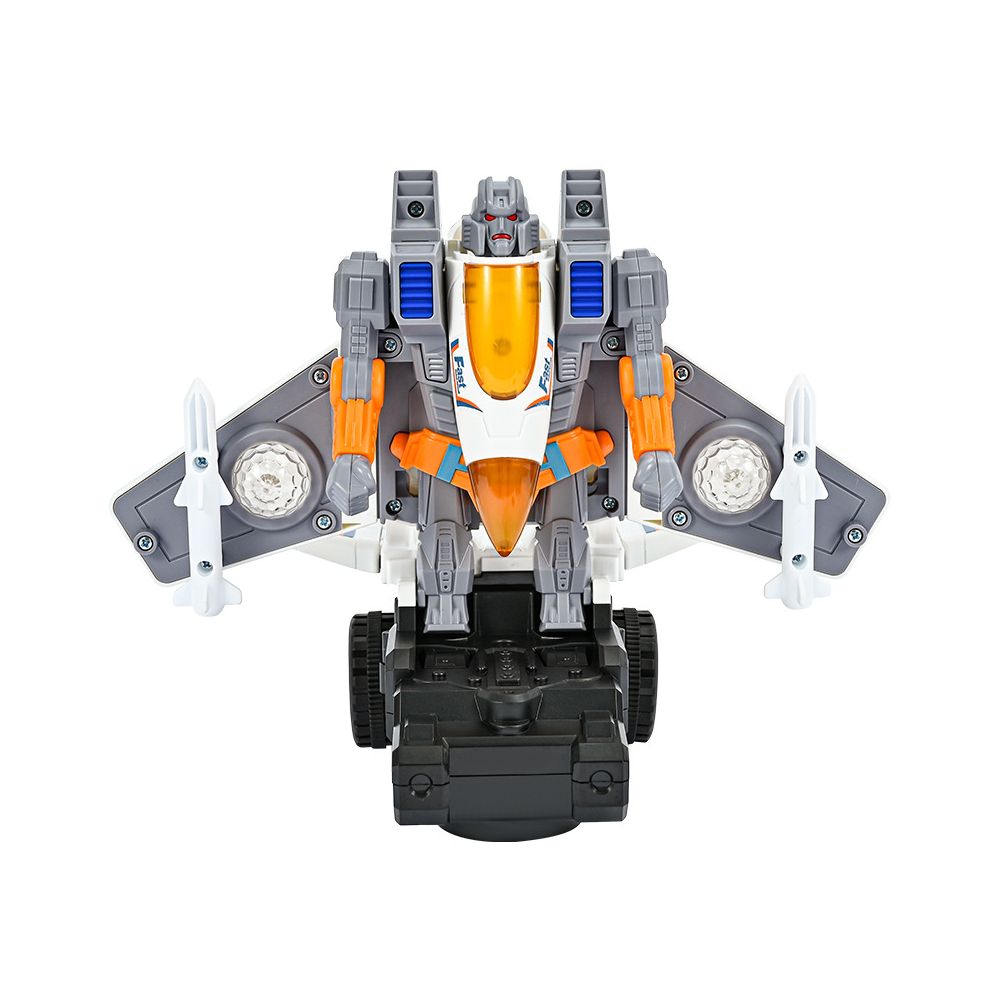 Electric omnidirectional fighter jet automatic cyclic transformation robot with colored lights dual change modeling toy wholesale image 4