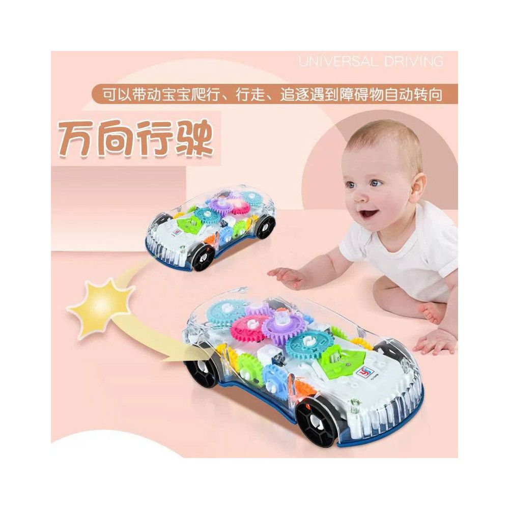 In stock children s interactive transparent gear racing car universal walking light and music electric toy car model image 2