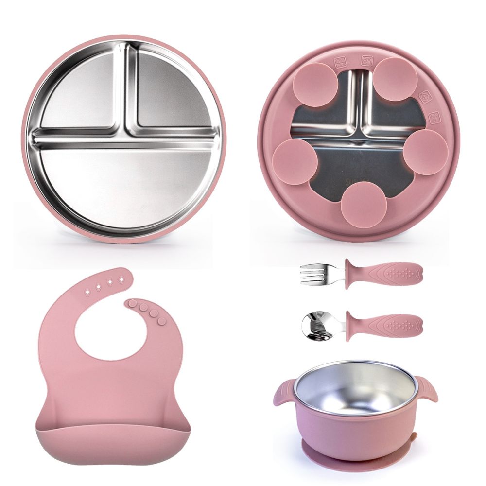 Children s tableware suction cup type 304 stainless steel tableware set with suction cup serving plate baby plate rice plate