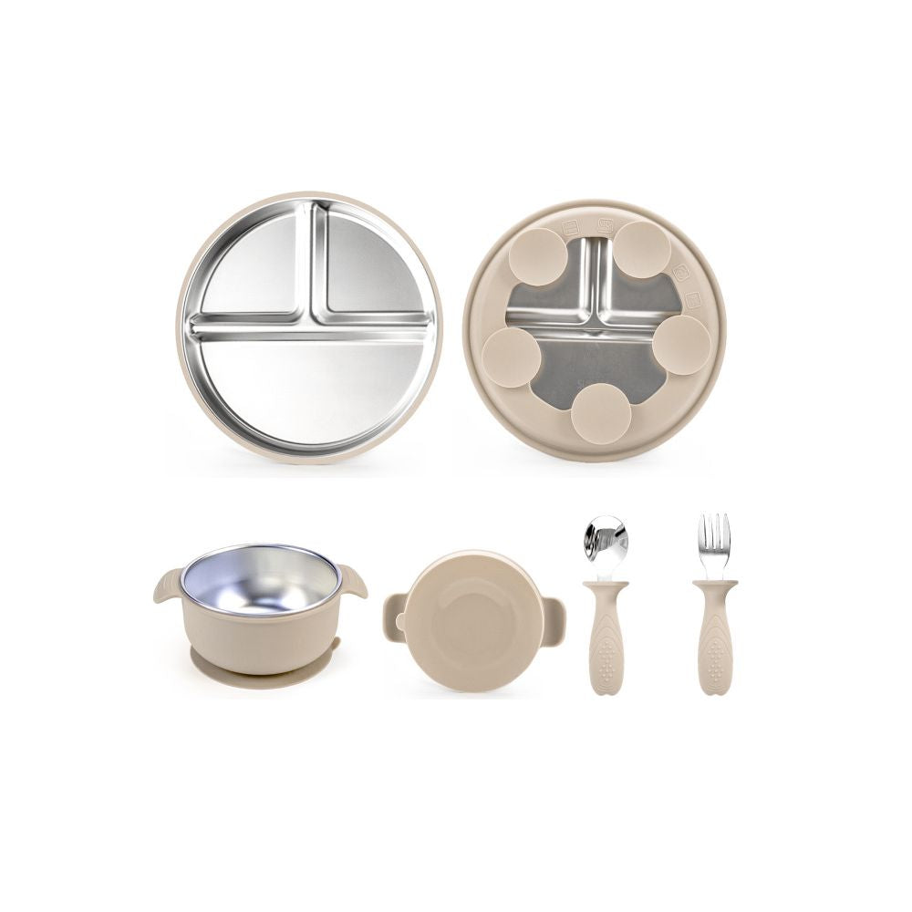 Children s tableware suction cup type 304 stainless steel tableware set with suction cup serving plate baby plate rice plate