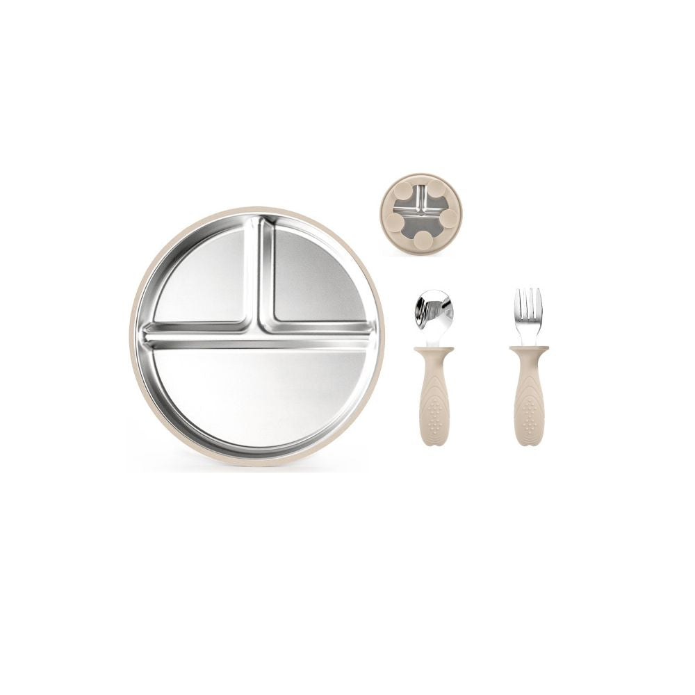 Children s tableware suction cup type 304 stainless steel tableware set with suction cup serving plate baby plate rice plate