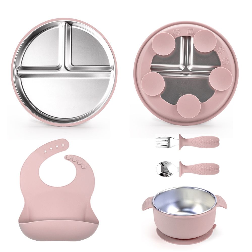 Children s tableware suction cup type 304 stainless steel tableware set with suction cup serving plate baby plate rice plate