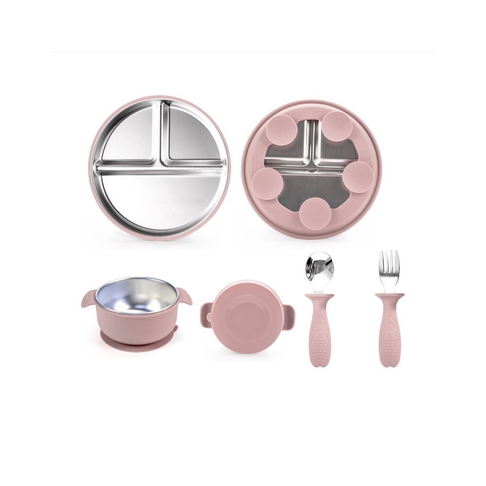 Children s tableware suction cup type 304 stainless steel tableware set with suction cup serving plate baby plate rice plate