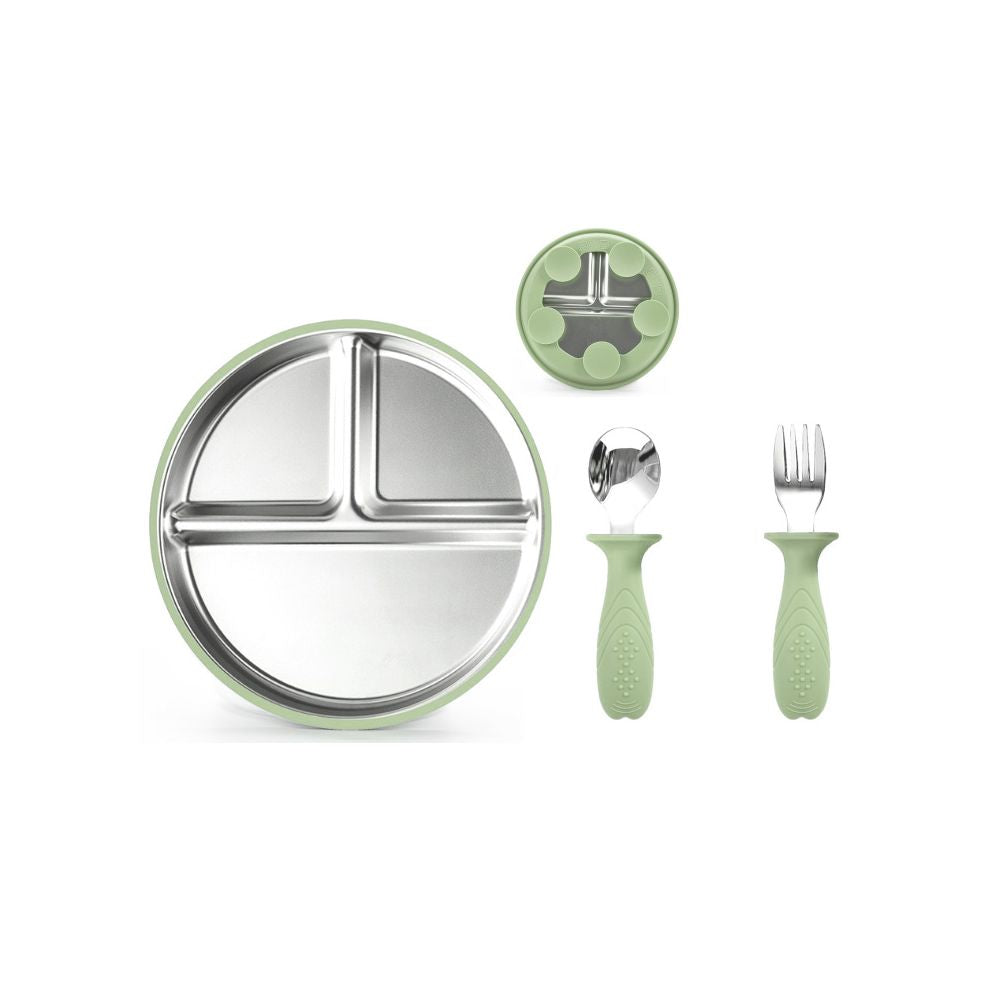 Children s tableware suction cup type 304 stainless steel tableware set with suction cup serving plate baby plate rice plate