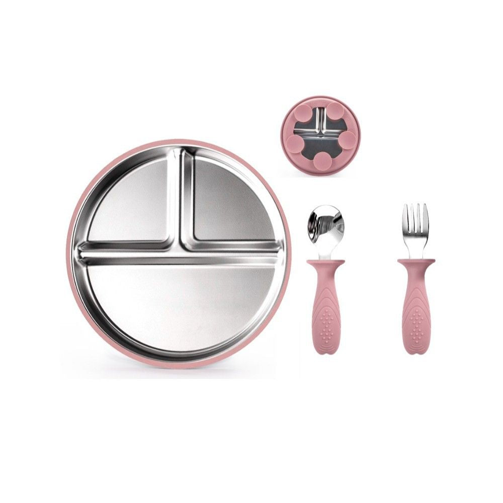 Children s tableware suction cup type 304 stainless steel tableware set with suction cup serving plate baby plate rice plate