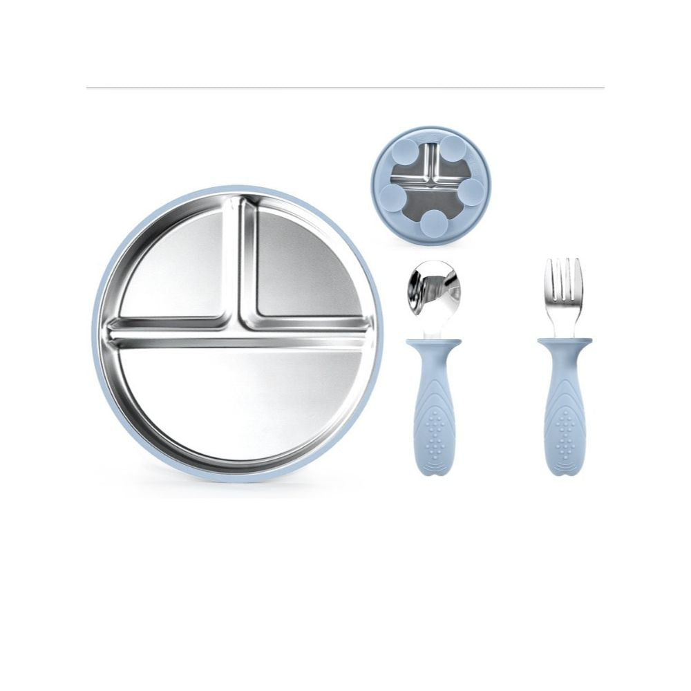 Children s tableware suction cup type 304 stainless steel tableware set with suction cup serving plate baby plate rice plate