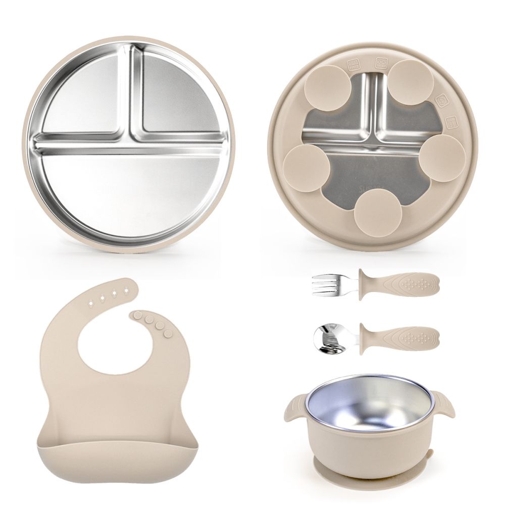 Children s tableware suction cup type 304 stainless steel tableware set with suction cup serving plate baby plate rice plate