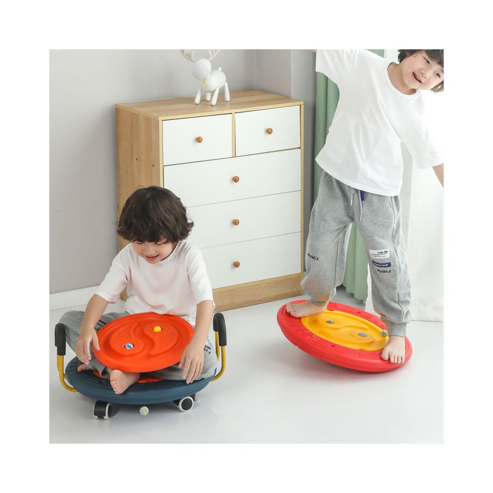 Children s sensory integration training equipment home sensory integration scooter tai chi balance disc toddler hand held rotating disc balance board image 3