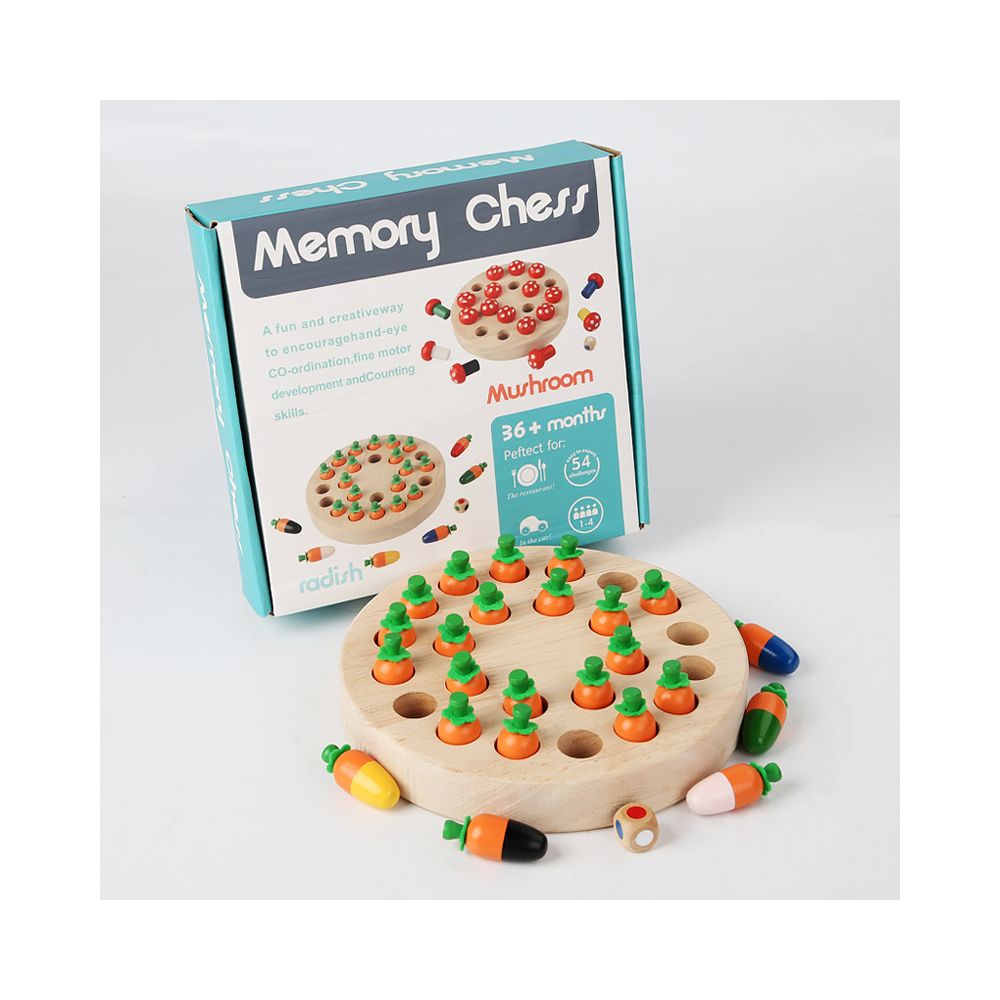 Wooden Fun Radish and Mushroom Memory Board Game A Children s Educational and Focus Boosting Interactive Tabletop Game image 3