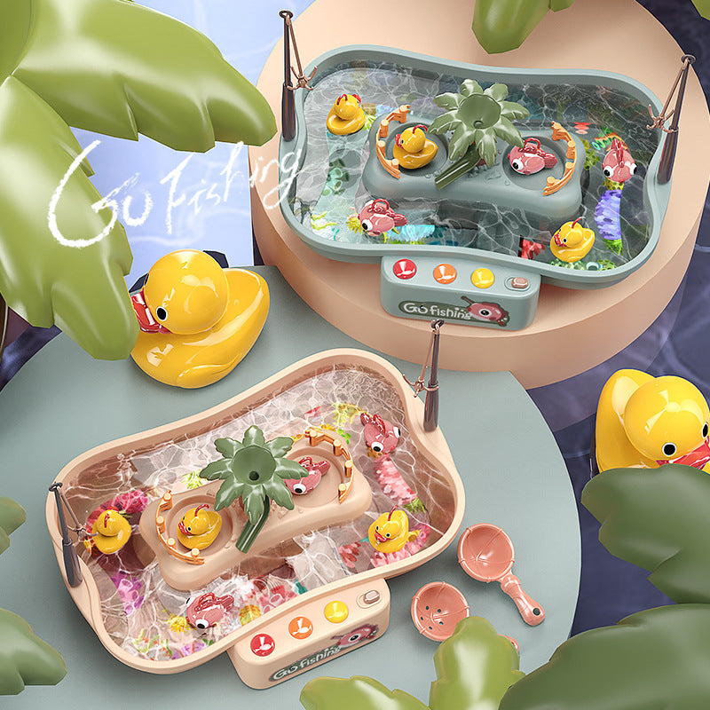 Electric Fishing Toys With Music Lights Water Play Game Music Electric Circulation Fishing Duck Games for Kids