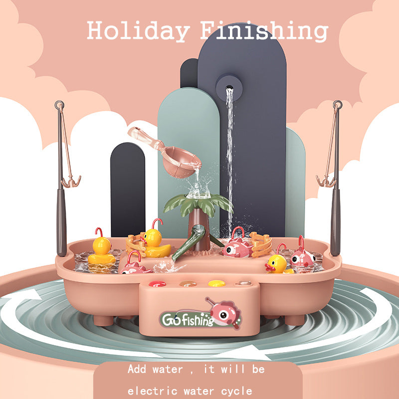 Electric Fishing Toys With Music Lights Water Play Game Music Electric Circulation Fishing Duck Games for Kids