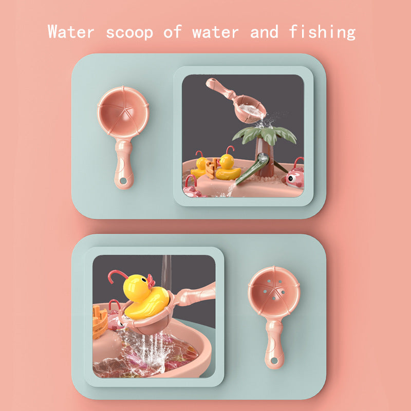 Electric Fishing Toys With Music Lights Water Play Game Music Electric Circulation Fishing Duck Games for Kids