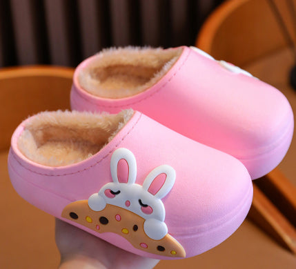 Children's Winter Cartoon Cute Warm Waterproof Non Slip Cotton Slippers