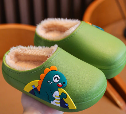 Children's Winter Cartoon Cute Warm Waterproof Non Slip Cotton Slippers