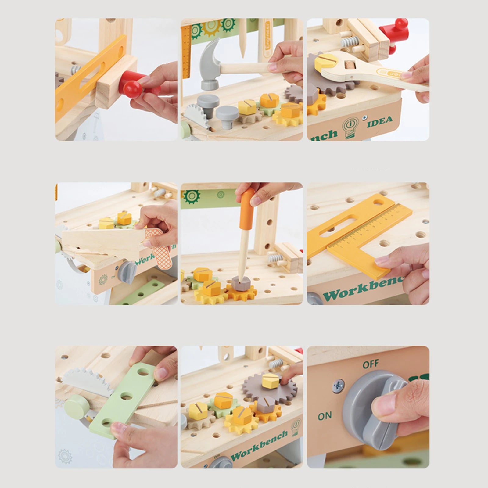 Wooden Tool Bench Simulation DIY Multifunctional Children Repair Play Tool Set for Kids 3 4 5 Year Old Girls Boys Children Gifts