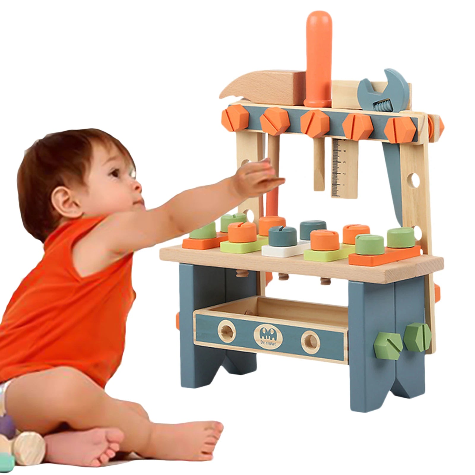 Wooden Tool Bench Simulation DIY Multifunctional Children Repair Play Tool Set for Kids 3 4 5 Year Old Girls Boys Children Gifts