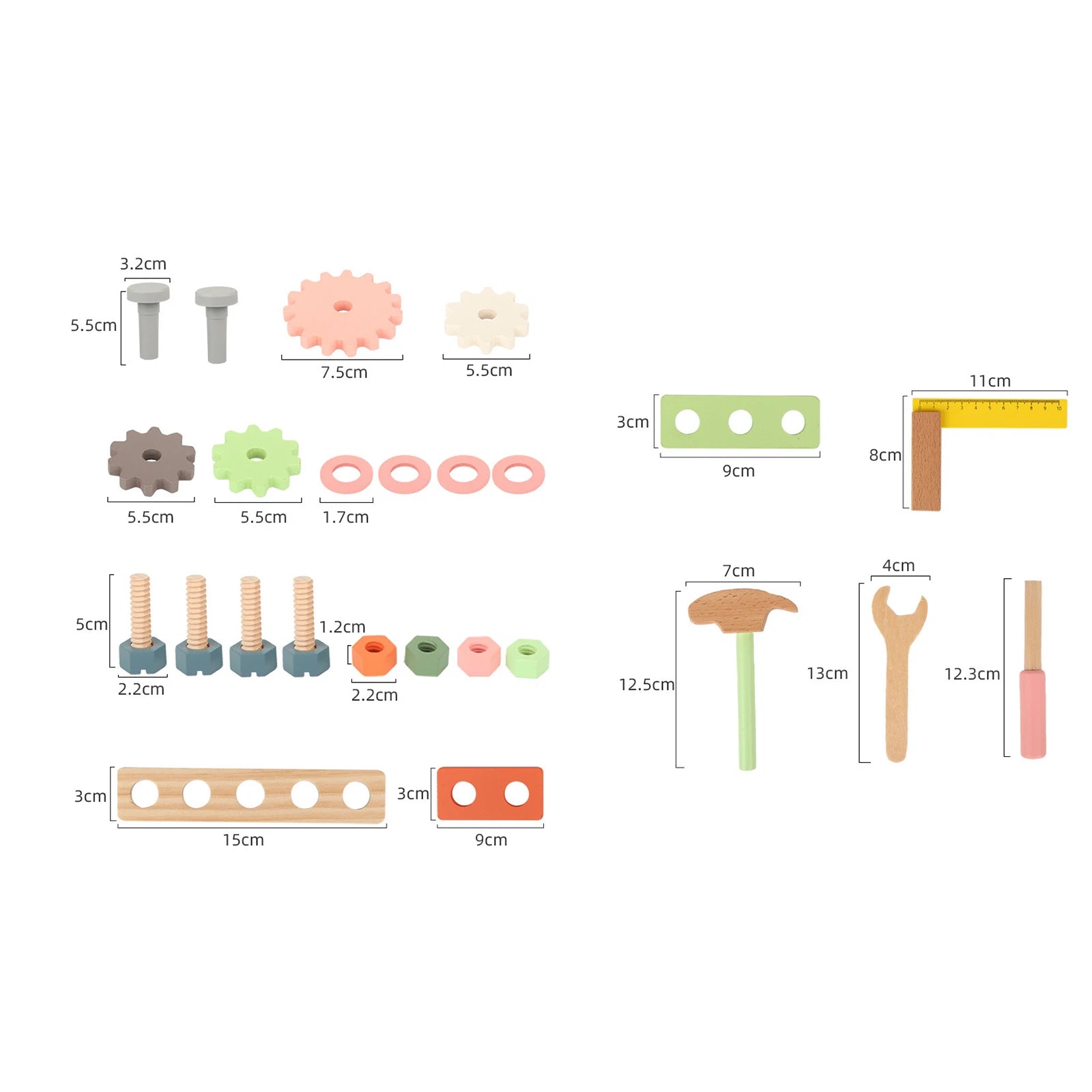 Wooden Tool Bench Simulation DIY Multifunctional Children Repair Play Tool Set for Kids 3 4 5 Year Old Girls Boys Children Gifts